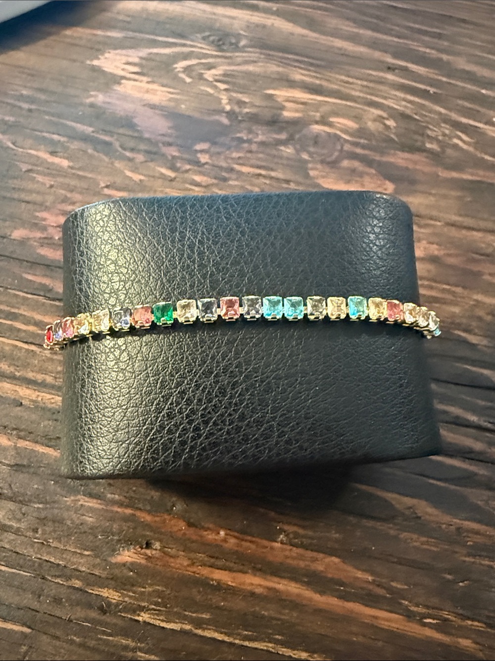Gold Plated Multicolor Crystal Tennis Adjustable Bracelet - Women Jewelry